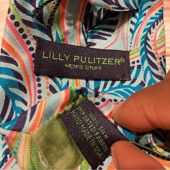 Lilly Pulitzer Shorely Blue Sea Me Men’s Tie New With Tags - Picture 4 of 5